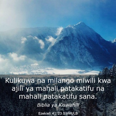 Picture 03 - Ezekieli 41:23 SWHULB - Kulikuwa na milango miwili kwa ajili ya mahali - Bible Verse Picture