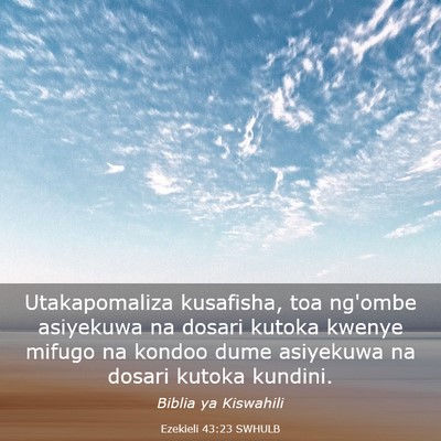Picture 03 - Ezekieli 43:23 SWHULB - Utakapomaliza kusafisha, toa ng'ombe asiyekuwa na - Bible Verse Picture