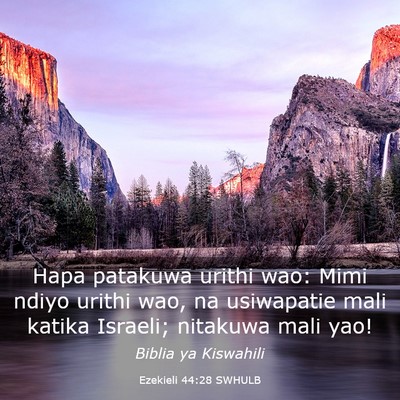 Picture 03 - Ezekieli 44:28 SWHULB - Hapa patakuwa urithi wao: Mimi ndiyo urithi wao, - Bible Verse Picture