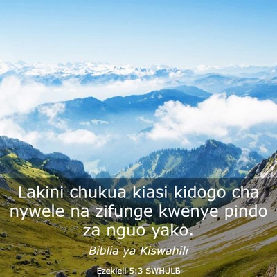 Picture 03 - Ezekieli 5:3 SWHULB - Lakini chukua kiasi kidogo cha nywele na zifunge - Bible Verse Picture