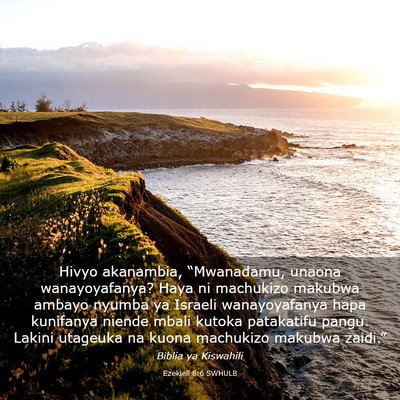 Picture 03 - Ezekieli 8:6 SWHULB - Hivyo akanambia, “Mwanadamu, unaona - Bible Verse Picture