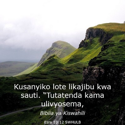 Picture 03 - Ezra 10:12 SWHULB - Kusanyiko lote likajibu kwa sauti. “Tutatenda - Bible Verse Picture