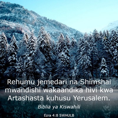 Picture 03 - Ezra 4:8 SWHULB - Rehumu jemedari na Shimshai mwandishi wakaandika - Bible Verse Picture