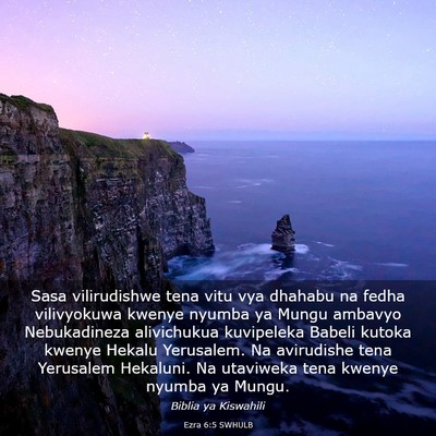 Picture 03 - Ezra 6:5 SWHULB - Sasa vilirudishwe tena vitu vya dhahabu na fedha - Bible Verse Picture
