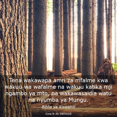 Picture 03 - Ezra 8:36 SWHULB - Tena wakawapa amri za mfalme kwa wakuu wa wafalme - Bible Verse Picture