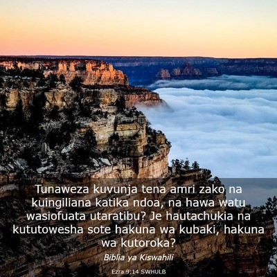 Picture 03 - Ezra 9:14 SWHULB - Tunaweza kuvunja tena amri zako na kuingiliana - Bible Verse Picture