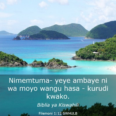 Picture 03 - Filemoni 1:12 SWHULB - Nimemtuma- yeye ambaye ni wa moyo wangu hasa - - Bible Verse Picture