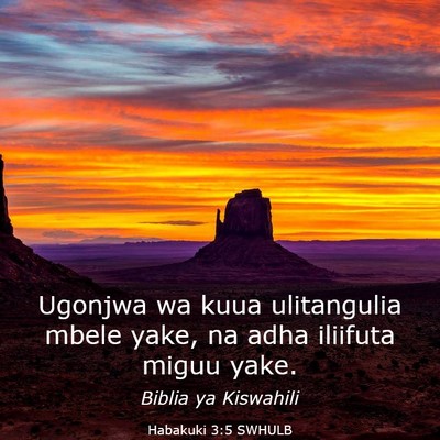 Picture 03 - Habakuki 3:5 SWHULB - Ugonjwa wa kuua ulitangulia mbele yake, na adha - Bible Verse Picture