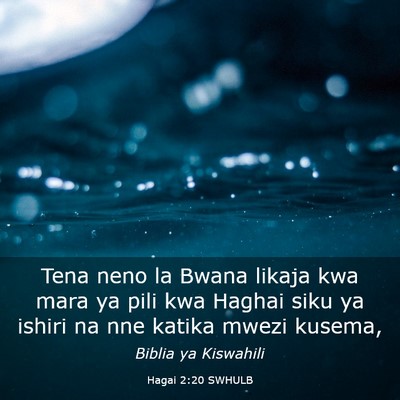Picture 03 - Hagai 2:20 SWHULB - Tena neno la Bwana likaja kwa mara ya pili kwa - Bible Verse Picture