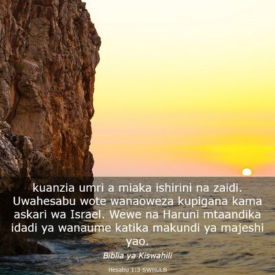 Picture 03 - Hesabu 1:3 SWHULB - kuanzia umri a miaka ishirini na zaidi. Uwahesabu - Bible Verse Picture
