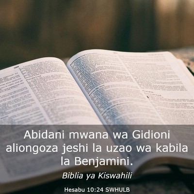 Picture 03 - Hesabu 10:24 SWHULB - Abidani mwana wa Gidioni aliongoza jeshi la uzao - Bible Verse Picture