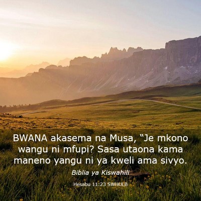 Picture 03 - Hesabu 11:23 SWHULB - BWANA akasema na Musa, “Je mkono wangu ni - Bible Verse Picture