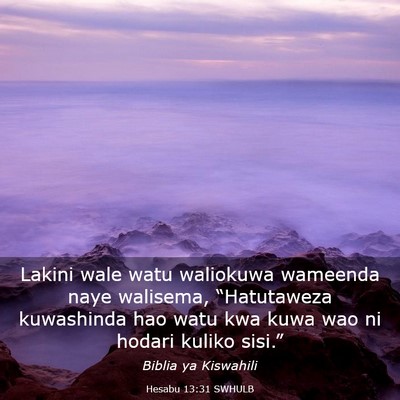 Picture 03 - Hesabu 13:31 SWHULB - Lakini wale watu waliokuwa wameenda naye - Bible Verse Picture