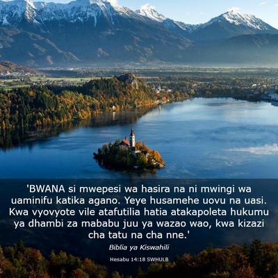Picture 03 - Hesabu 14:18 SWHULB - 'BWANA si mwepesi wa hasira na ni mwingi wa - Bible Verse Picture