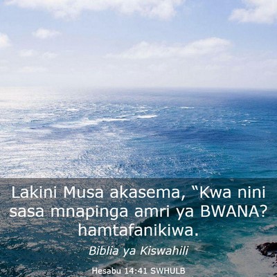 Picture 03 - Hesabu 14:41 SWHULB - Lakini Musa akasema, “Kwa nini sasa mnapinga - Bible Verse Picture
