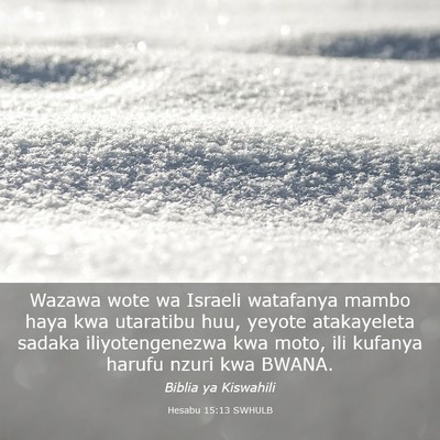 Picture 03 - Hesabu 15:13 SWHULB - Wazawa wote wa Israeli watafanya mambo haya kwa - Bible Verse Picture