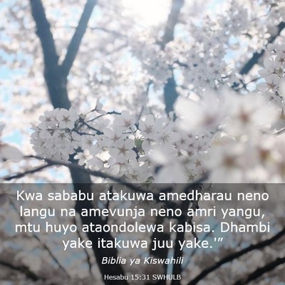 Picture 03 - Hesabu 15:31 SWHULB - Kwa sababu atakuwa amedharau neno langu na - Bible Verse Picture