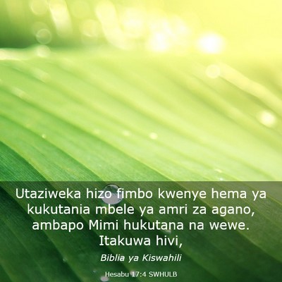 Picture 03 - Hesabu 17:4 SWHULB - Utaziweka hizo fimbo kwenye hema ya kukutania - Bible Verse Picture