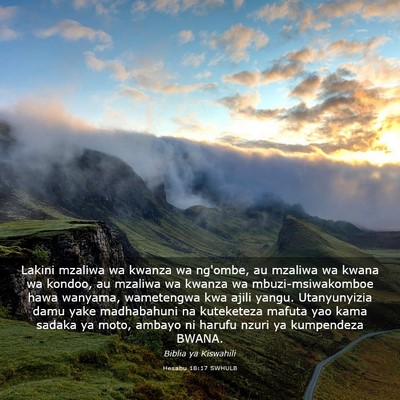 Picture 03 - Hesabu 18:17 SWHULB - Lakini mzaliwa wa kwanza wa ng'ombe, au mzaliwa - Bible Verse Picture