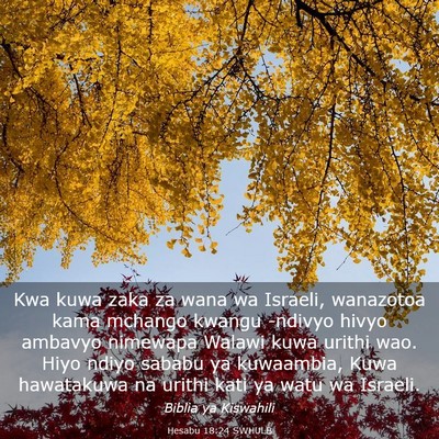 Picture 03 - Hesabu 18:24 SWHULB - Kwa kuwa zaka za wana wa Israeli, wanazotoa kama - Bible Verse Picture