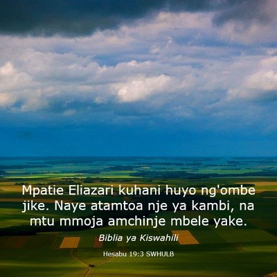Picture 03 - Hesabu 19:3 SWHULB - Mpatie Eliazari kuhani huyo ng'ombe jike. Naye - Bible Verse Picture
