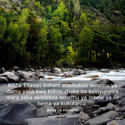 Picture 03 - Hesabu 19:4 SWHULB - Kisha Eliazari kuhani atachukua sehemu ya damu - Bible Verse Picture