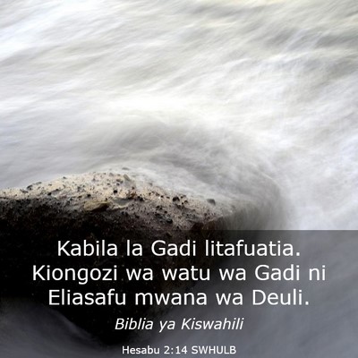 Picture 03 - Hesabu 2:14 SWHULB - Kabila la Gadi litafuatia. Kiongozi wa watu wa - Bible Verse Picture