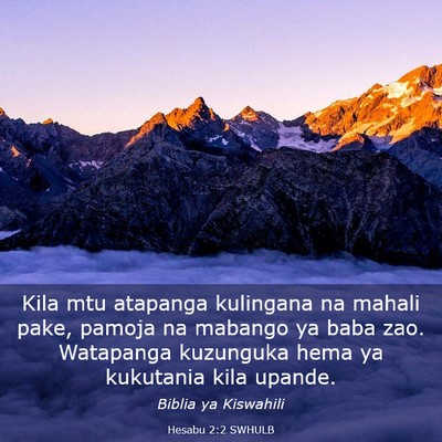 Picture 03 - Hesabu 2:2 SWHULB - Kila mtu atapanga kulingana na mahali pake, - Bible Verse Picture