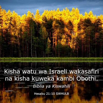 Picture 03 - Hesabu 21:10 SWHULB - Kisha watu wa Israeli wakasafiri na kisha kuweka - Bible Verse Picture