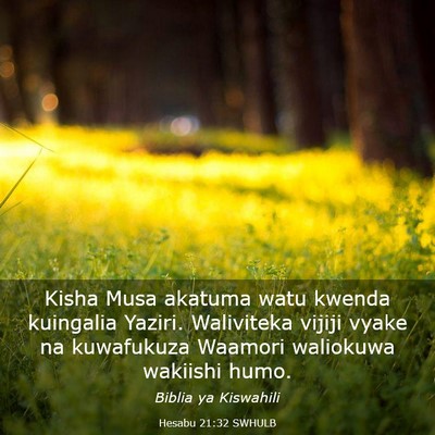 Picture 03 - Hesabu 21:32 SWHULB - Kisha Musa akatuma watu kwenda kuingalia Yaziri. - Bible Verse Picture
