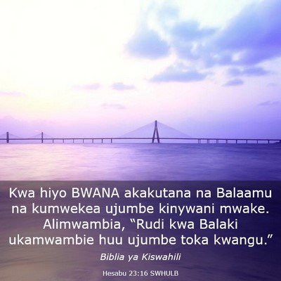 Picture 03 - Hesabu 23:16 SWHULB - Kwa hiyo BWANA akakutana na Balaamu na kumwekea - Bible Verse Picture