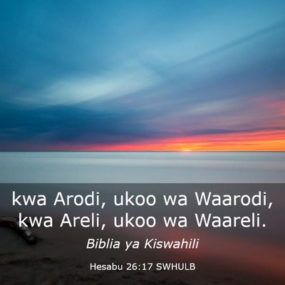 Picture 03 - Hesabu 26:17 SWHULB - kwa Arodi, ukoo wa Waarodi, kwa Areli, ukoo wa - Bible Verse Picture