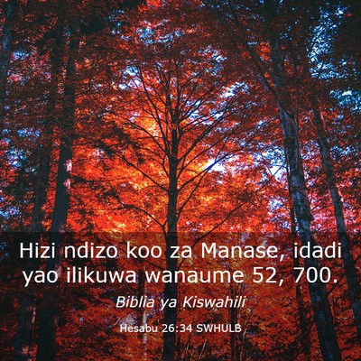 Picture 03 - Hesabu 26:34 SWHULB - Hizi ndizo koo za Manase, idadi yao ilikuwa - Bible Verse Picture