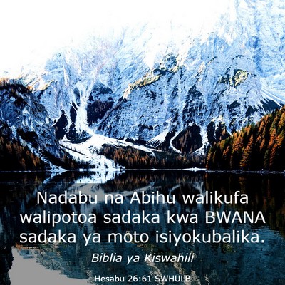 Picture 03 - Hesabu 26:61 SWHULB - Nadabu na Abihu walikufa walipotoa sadaka kwa - Bible Verse Picture