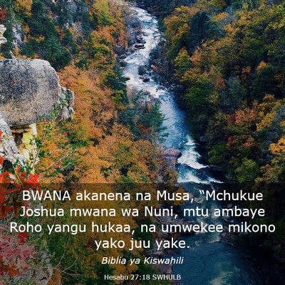 Picture 03 - Hesabu 27:18 SWHULB - BWANA akanena na Musa, “Mchukue Joshua mwana wa - Bible Verse Picture