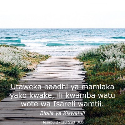 Picture 03 - Hesabu 27:20 SWHULB - Utaweka baadhi ya mamlaka yako kwake, ili kwamba - Bible Verse Picture
