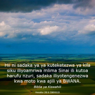 Picture 03 - Hesabu 28:6 SWHULB - Hii ni sadaka ya ya kuteketezwa ya kila siku - Bible Verse Picture