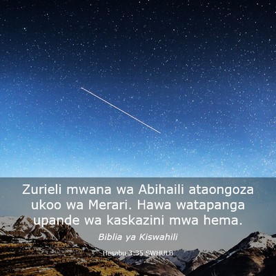 Picture 03 - Hesabu 3:35 SWHULB - Zurieli mwana wa Abihaili ataongoza ukoo wa - Bible Verse Picture