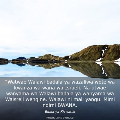 Picture 03 - Hesabu 3:45 SWHULB - “Watwae Walawi badala ya wazaliwa wote wa - Bible Verse Picture