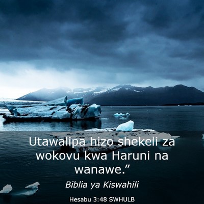 Picture 03 - Hesabu 3:48 SWHULB - Utawalipa hizo shekeli za wokovu kwa Haruni na - Bible Verse Picture