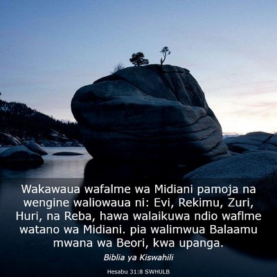 Picture 03 - Hesabu 31:8 SWHULB - Wakawaua wafalme wa Midiani pamoja na wengine - Bible Verse Picture