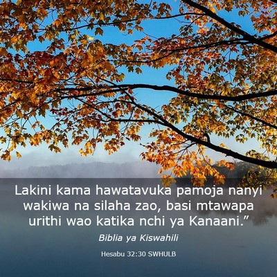 Picture 03 - Hesabu 32:30 SWHULB - Lakini kama hawatavuka pamoja nanyi wakiwa na - Bible Verse Picture