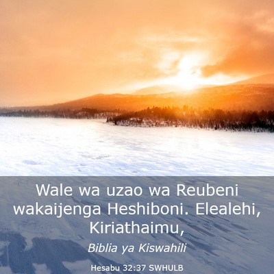 Picture 03 - Hesabu 32:37 SWHULB - Wale wa uzao wa Reubeni wakaijenga Heshiboni. - Bible Verse Picture