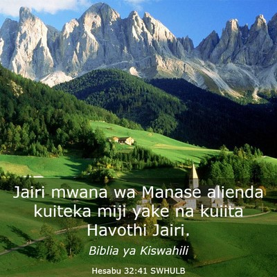 Picture 03 - Hesabu 32:41 SWHULB - Jairi mwana wa Manase alienda kuiteka miji yake - Bible Verse Picture