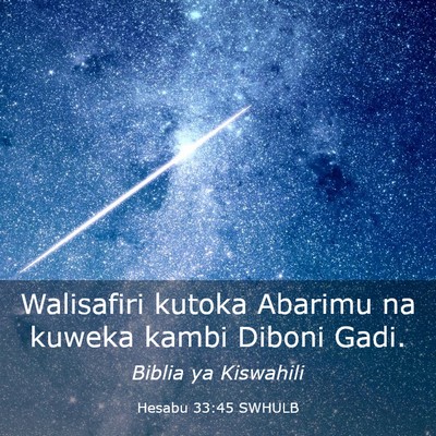 Picture 03 - Hesabu 33:45 SWHULB - Walisafiri kutoka Abarimu na kuweka kambi Diboni - Bible Verse Picture