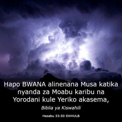 Picture 03 - Hesabu 33:50 SWHULB - Hapo BWANA alinenana Musa katika nyanda za Moabu - Bible Verse Picture