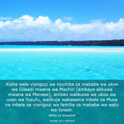 Picture 03 - Hesabu 36:1 SWHULB - Kisha wale viongozi wa nyumba za mababa wa ukoo - Bible Verse Picture