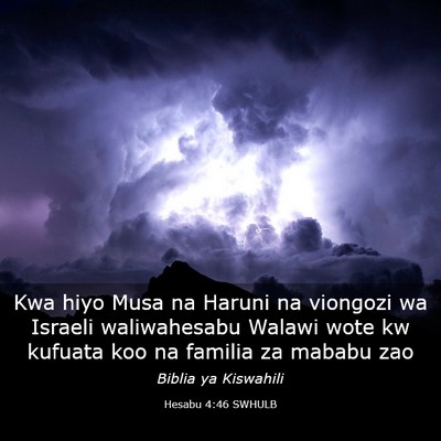 Picture 03 - Hesabu 4:46 SWHULB - Kwa hiyo Musa na Haruni na viongozi wa Israeli - Bible Verse Picture
