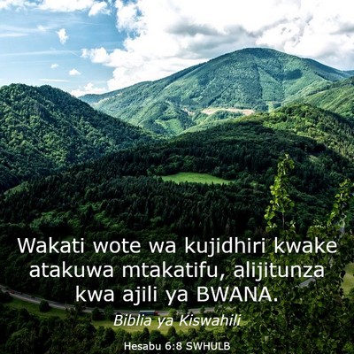 Picture 03 - Hesabu 6:8 SWHULB - Wakati wote wa kujidhiri kwake atakuwa mtakatifu, - Bible Verse Picture