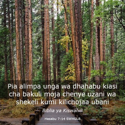 Picture 03 - Hesabu 7:14 SWHULB - Pia alimpa unga wa dhahabu kiasi cha bakuli moja - Bible Verse Picture